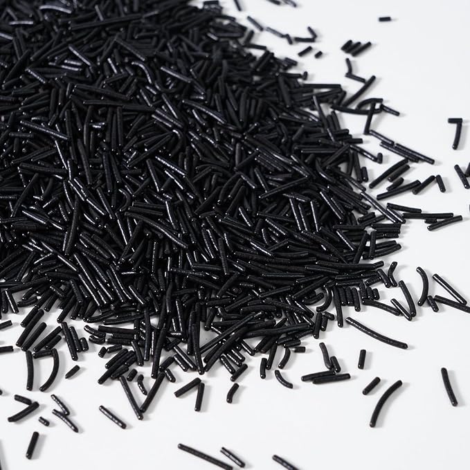 Edible Black Sprinkles, Jimmies Sprinkle, Black Sprinkles for Baking, Cake, Cupcake, Cookies, Donut, Perfect for Halloween(120g/4.23oz)