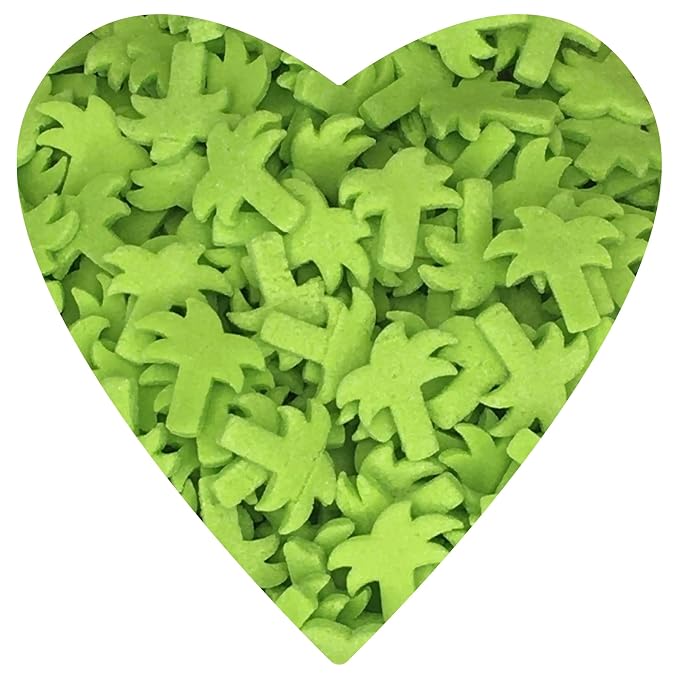 COOL MOM SPRINKLES Green Palm Tree Quin Sprinkles (4 oz net volume) – Tropical Beach Themed Sprinkles for Decorating Ocean Cakes, Cupcakes, Cookies & Desserts – Mixed in the USA/Gluten-Free