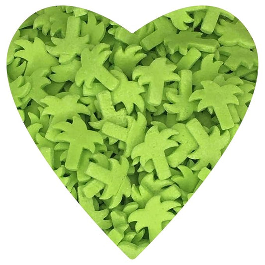 COOL MOM SPRINKLES Green Palm Tree Quin Sprinkles (4 oz net volume) – Tropical Beach Themed Sprinkles for Decorating Ocean Cakes, Cupcakes, Cookies & Desserts – Mixed in the USA/Gluten-Free
