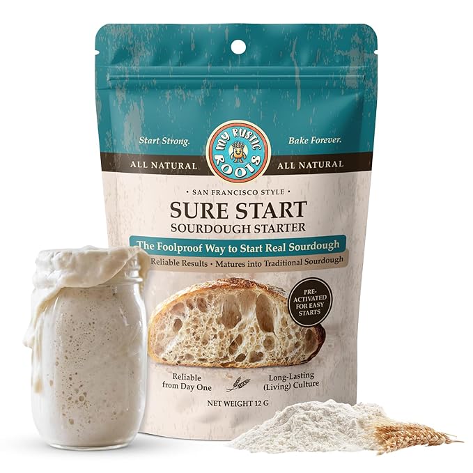 MY RUSTIC ROOTS Sure Start San Francisco Sourdough Starter Culture - Fail-Proof Sourdough Bread Starter - Beginner Friendly - Perfect for Baking Delicious Homemade Artisan Bread, Pizza & More - 12g