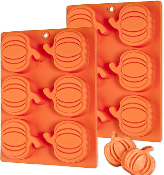 Webake Pumpkin Cake Molds Silicone Pumpkin Cake Pan 6-Cavity Pumpkin Mold for Baking Cupcake Chocolate (Pack of 2)