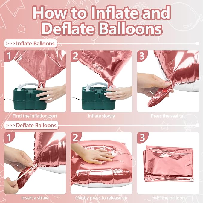 NISOCY 25PCS Rose Gold White Square Foil Balloons Wall Backdrop Double Sided White Rose Gold Balloon Arch Kit for Birthday Wedding Engagement Bridal Shower Valentine Party Decoration