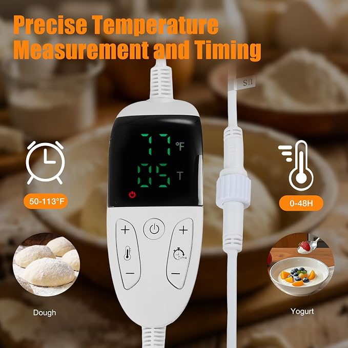 Bread Proofing Box, Dough Proofer 50-113°F Temp Precise Control & 48H Timer | 3-Sided Heating Folding Bread Proofer with Metal Rack for Dough Proofer Pizza and Yogurt