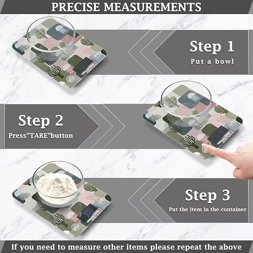 Food Scale Kitchen Scale for Baking Cooking Digital Food Weighing Measuring Scale Small Waterproof Electric Food Scale Multicolor Coral Jellyfish Geometric Ocean