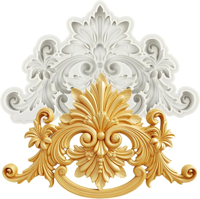 Baroque Fondant Mold Curlicues Scroll Lace Silicone Molds Filigree Mold For 3D Sculpted Cake Decorating Cupcake Topper Candy Chocolate Gum Paste Polymer Clay
