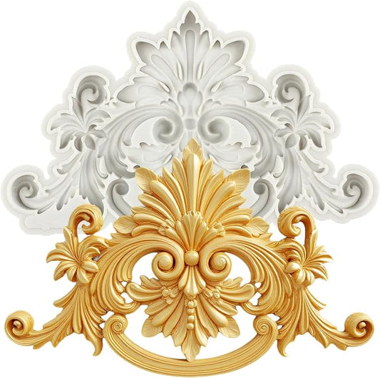 Baroque Fondant Mold Curlicues Scroll Lace Silicone Molds Filigree Mold For 3D Sculpted Cake Decorating Cupcake Topper Candy Chocolate Gum Paste Polymer Clay