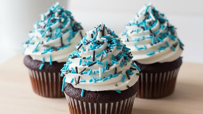 NCS North Carolina Game Day Black, White, Teal & Silver Jimmies Edible Sprinkles – Cupcake, Cake & Cookie Decorations, 7 oz