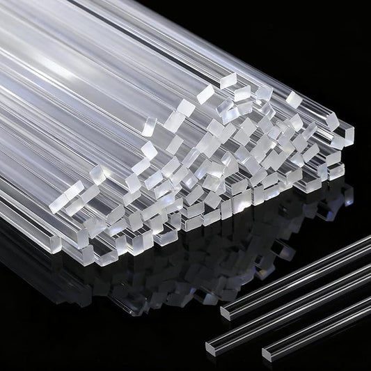 Beeveer 100 Pcs 12" Flat Clear Sticks for Cake Toppers Acrylic Candy Cake Pops Sticks Lollipop Reusable Candy Rods for DIY Cupcake Chocolate Cookie Dessert Decorations