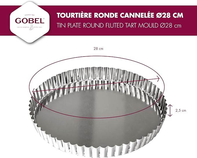 SCI Scandicrafts 11-inch Fluted Tart/Quiche Pan with Removable Bottom, Tinplate