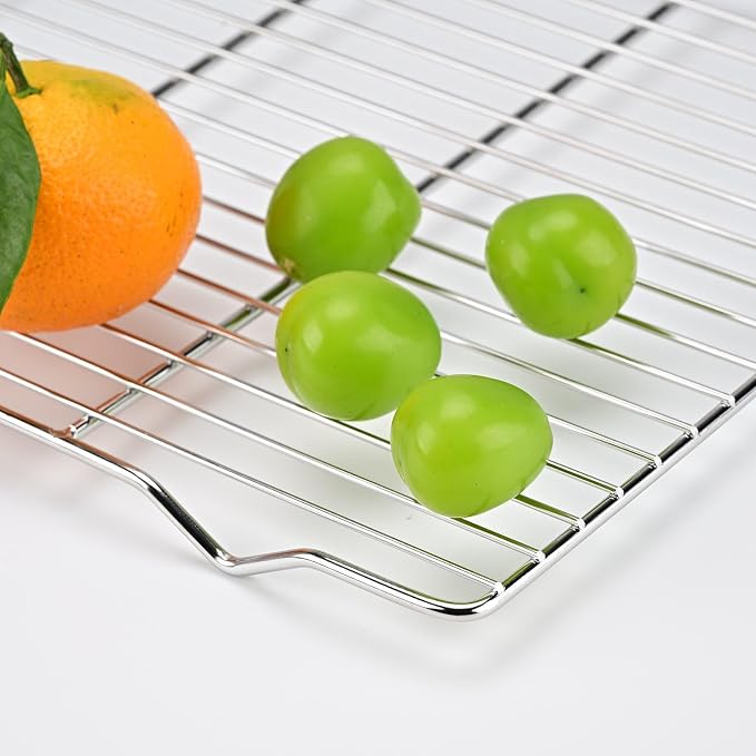 2-Pack Cooling Racks for Baking, 10x15 Inch Heavy Duty Stainless Steel Wire Cookie Rack Fits Half Sheet Pan, Oven Safe Cooling Rack Set, Dishwasher Safe & Non-Toxic