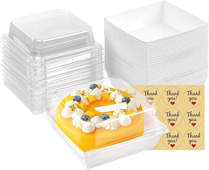 Charcuterie Boxes with Clear Lids, 5.32 x 4.92 x 2.36 Inch Dessert Boxes, Square Disposable Paper Bakery Boxes to Go Food Containers for Desserts, Sandwich, Cookie, Sushi