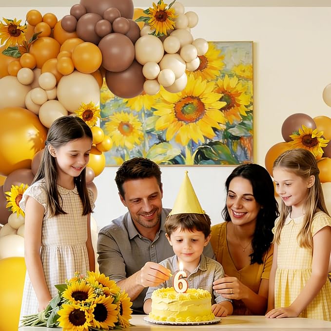 Bee Balloon Arch Kit Mustard Yellow Brown Ivory White Balloons for Sunflower Bee Theme Gender Reveal Birthday Party Baby Shower Decorations