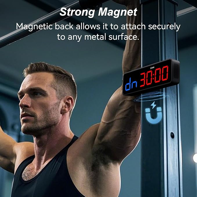 Acedeck Portable Gym Timer Clock: Fitness Digital Clock with Strong Magnet - Remote Control for Fitness Enthusiasts - Powerful Battery for Home Gym Garage Boxing