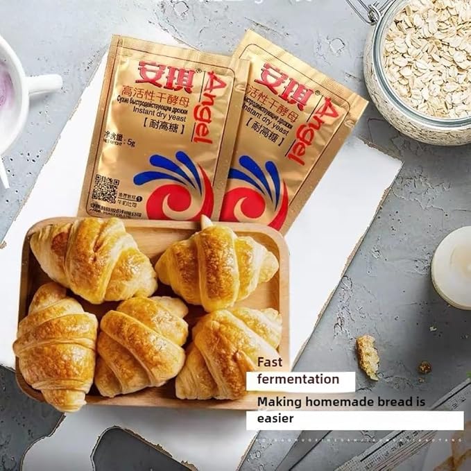 Instand dry Yeast, Angel, Mantou and steamed stuffed bun fermentation powder, Quick Rapid Rise Leavening Agent for Pastries,1.76ounce (5g * 10 bags) 安琪耐高糖酵母