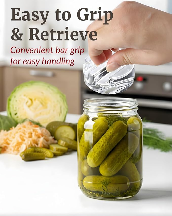 Elementi Fermentation Weight Set of 6 - Fermenting & Canning Weights for Wide Mouth Mason Jars - Highly Durable Soda-Lime Glass - Perfect for Home Pickling, Sauerkraut, Kimchi & More