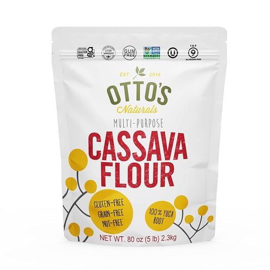 Otto's Naturals Multi-Purpose Cassava Flour, Non-GMO, Gluten-Free, Grain, Nut and Gum-Free, 1-to-1 Wheat Alternative, Paleo, AIP, 5 lb