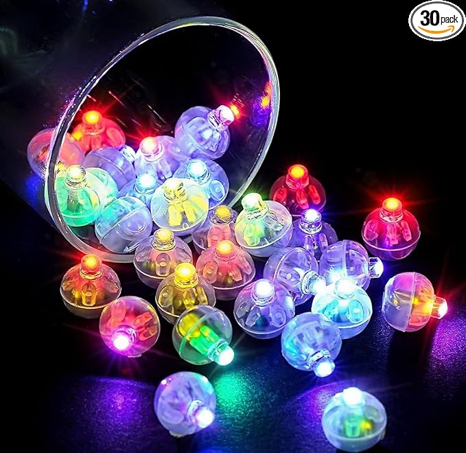 LIHAO 30PCS Mini LED Lights, Flash LED Balloons Light Up Balloons for Party Decorations Neon Party Lights for Paper Lanterns Birthday Party Wedding Easter Eggs Halloween Christmas Decoration-Colorful