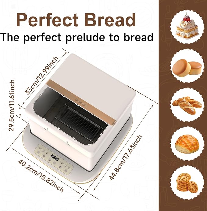 Folding Proofer Bread Proofing Box & Slow Cooker with 32-248℉ Temp Control & 10 H Timer Proofing Box for Sourdough, Bread Baking, Pizza, Yogurt Sourdough Starter Kit for Home Baking Bread Lovers