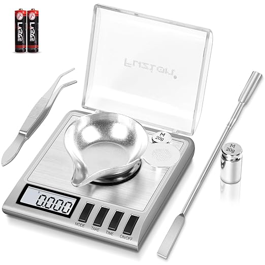 Fuzion Milligram Scale, 50g/0.001g Digital Milligram Scale with Calibration Weights, Jewelry and Gem Scale, Mg Scale for Powder, Reloading, Includes Scoop, Powder Pan and Tweezers