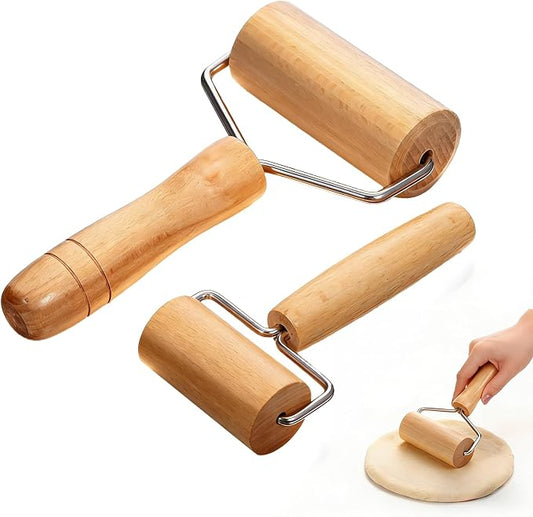 2 Pack Small Rolling Pin Wooden Dough Roller Pizza French Mini Baking roller Set for Cooking Pastry Bread Cookie Dumpling Tortilla Christmas DIY Bake Home Kitchen Utensils Professional