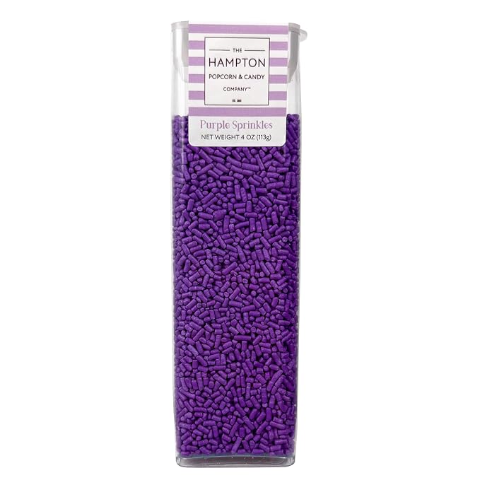 Bright Purple Sprinkles Jimmies 4 oz, Sprinkles For Cake Decorating, Baking, Ice Cream & More, The Hampton Candy Company