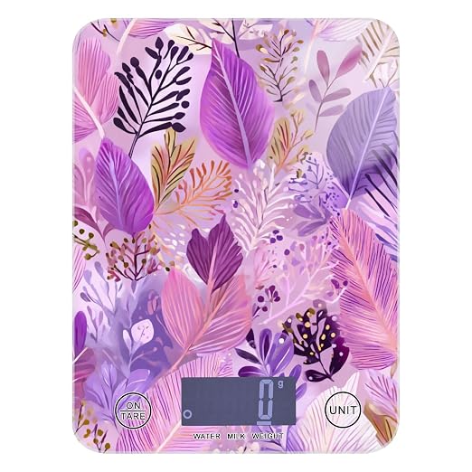 Food Scale Kitchen Scale for Baking Cooking Digital Food Weighing Measuring Scale Small Waterproof Electric Food Scale Boho Pink Leaf
