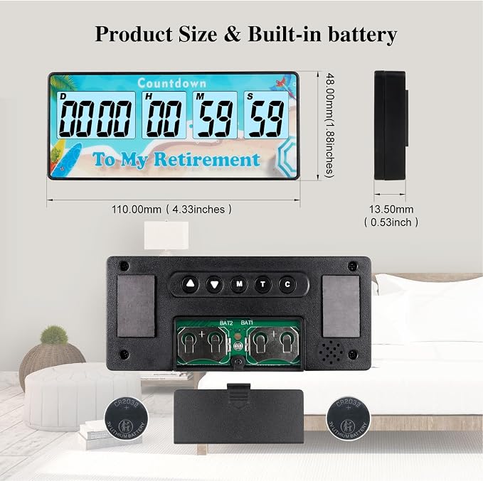 Jayron Reusable and Magnet Countdown Timer 9999 Days Digital Alarm Loud Clock Bedside Reminder, Kitchen Countdown Timer for Event Reminder Baby Retirement Cooking Pregnancy Wedding Christmas (Blue)
