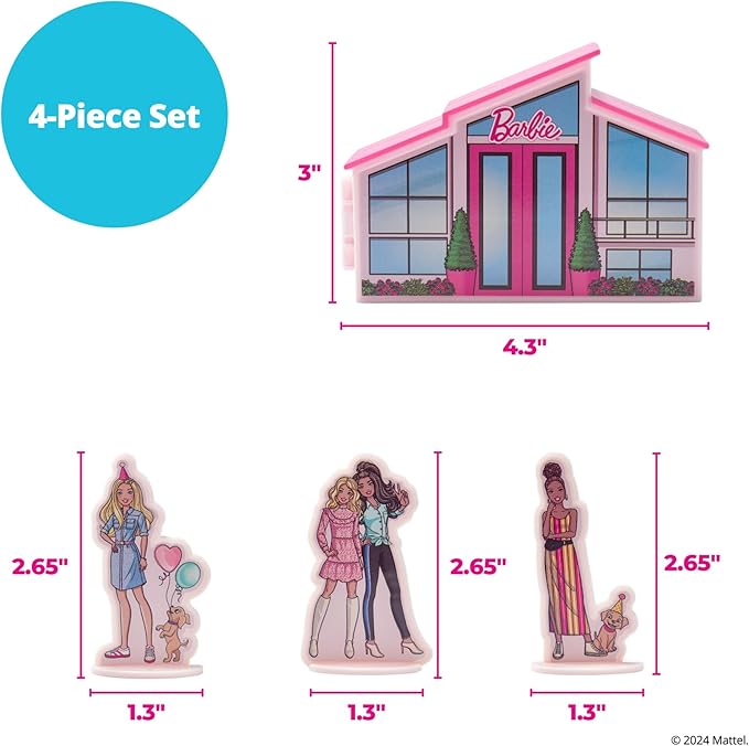 DecoSet Barbie Dreamhouse Adventures Cake Topper, 4 Piece Decoration With Dreamhouse and Friends, for Birthday Cake, Ready to Use