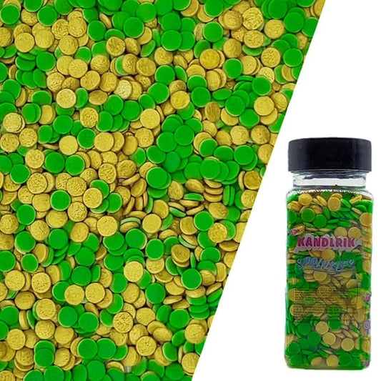 St. Patrick's Day Dark Green & Gold Sequins Edible Sprinkles Pastel Confetti Sequins Sprinkles Decorating Perfect for Cakes,Cupcakes,Desserts Toppings 3OZ