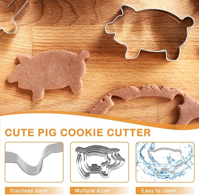 Concha Cutter Set, Mexican Bread Mold With 5 Sizes Pig Cookie Cutters, Concha Stamp Two Sided Mold for Baking Cookies Bread Cake Biscuit, Moldes Para Marcador De Conchas(COLOR:Silver)