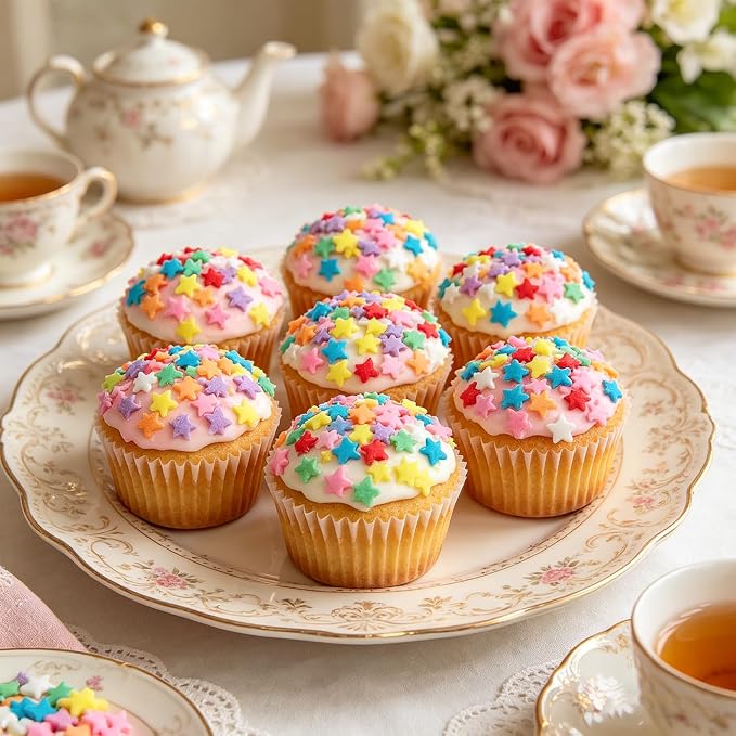 Sentovac Rainbow Star Sprinkles Edible Colorful Confetti Star for Cake Decorating Candy Cake Cupcake Cookie Baking Donuts Ice Cream Decorations Birthday Party Christmas Holiday Supplies