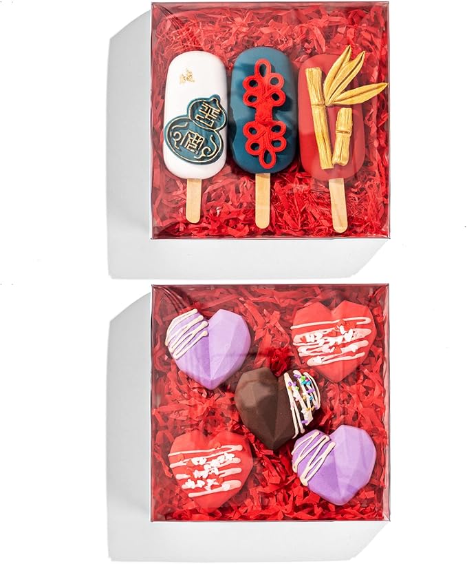 25PCS 6" x 6" x 1 ¼" Clear White Cookie Boxes with Full Window, Bakery Macaron Boxes Ores Boxes Cakesicle Boxes Chocolate Bomb Boxes