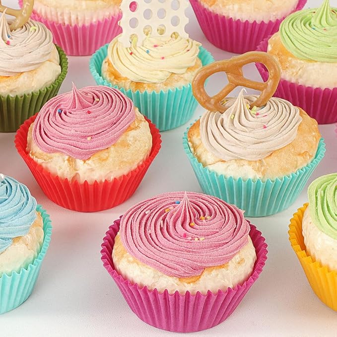 Caperci Colorful Mini Cupcake Liners 350 Counts - Grease-Proof Small Muffin Baking Cups, Odorless, Upgraded & Food Grade Paper Cupcake Wrappers