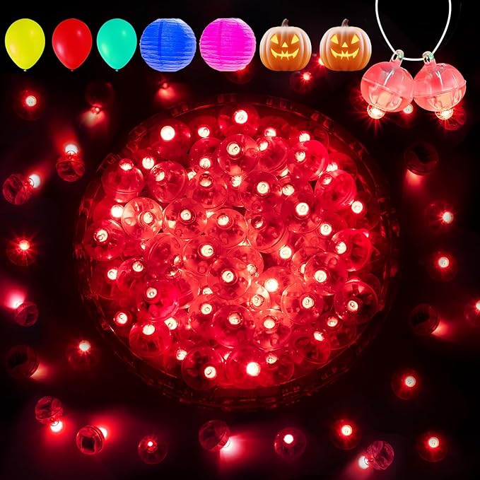 Aogist 200Pcs Red Balloon Lights with Hook,Long Standby Time,Waterproof Mini Light for Birthday Party Wedding Christmas Halloween Easter Decorative (Steady)