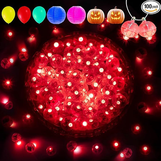 Aogist 100Pcs Red Balloon Lights with Hook,Long Standby Time,Waterproof Mini Light for Birthday Party Wedding Christmas Halloween Easter Decorative (Steady)