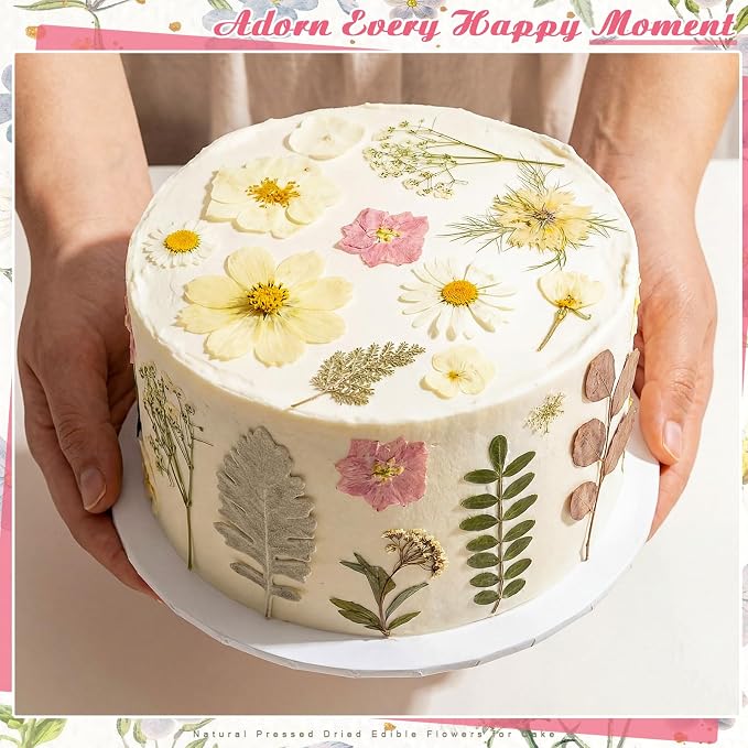 96 Pcs Natural Dried Pressed Flowers for Cake Topper Decorating Cupcake Toppers Cocktails Resin Jewelry Candle Soap Making DIY Art Crafts