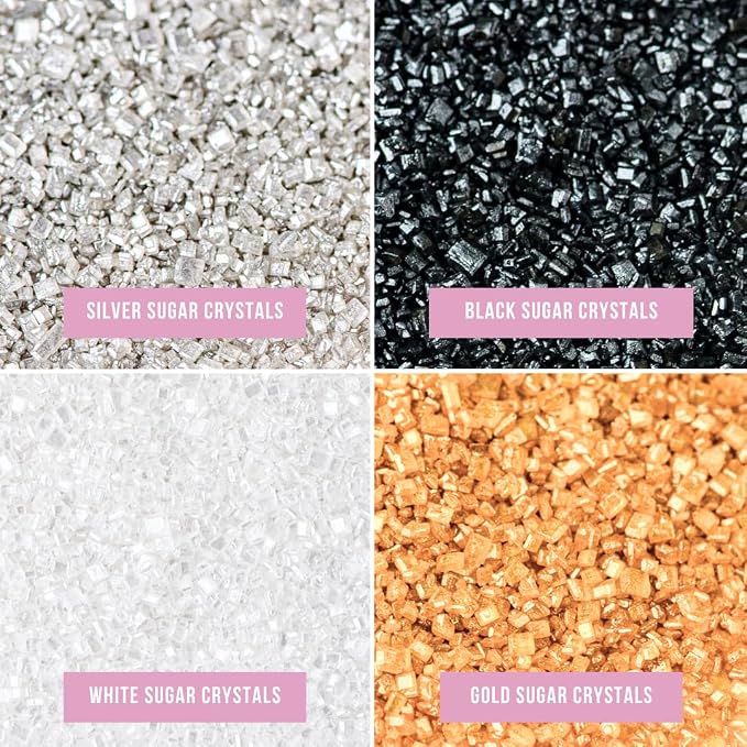 Sweets Indeed Sprinkles, 4 Pack, Edible Sprinkle Mix, Perfect for Cake Decorations, Baking, Ice Cream, Cookies, Cupcake Topper (Metallic Sugar)