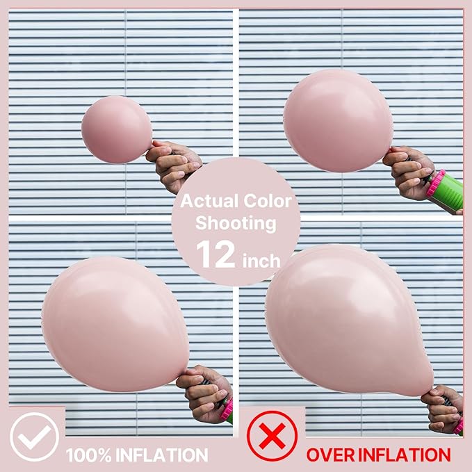 PartyWoo Dusty Pink Balloons 100pcs 12 Inch Boho Blush Lilac Pink Latex Helium Balloons for Princess Birthday Baby Shower Graduation Gender Reveal Anniversary Bachelorette Party Decorations Pink-F54