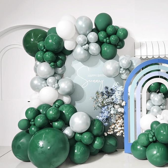 412pcs Dark Green Balloons 18 12 10 5 Inch Dark Green Balloon Garland Arch Kit Different Sizes Matte Latex Balloons for Baby Shower Green Theme Birthday Summer Jungle Forest Party Decoration