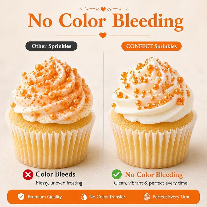 Confect Orange Sprinkles – Halloween Edible Sprinkle Mix | Assorted 5-Pack with Orange Dragees, Jimmies & Sparkling Sugar | Spooky-Night Sprinkles | Cake & Cupcake Decorating Topping | Vegan, Gluten-Free – 5 Oz