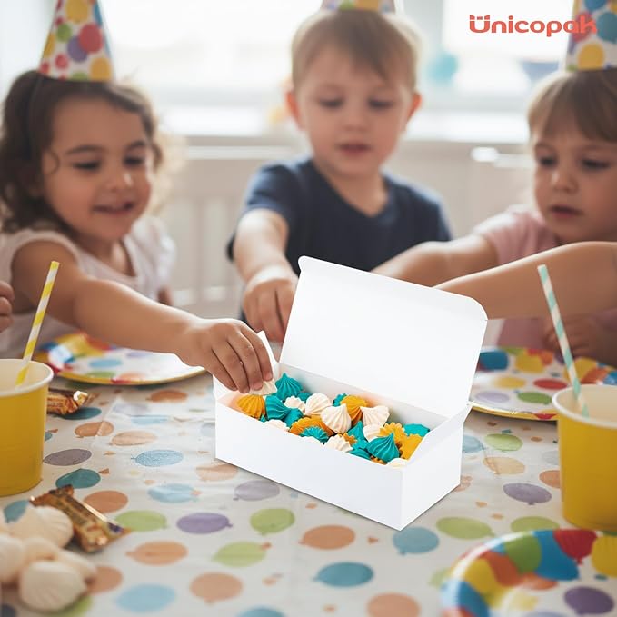 UnicoPak 20 Pack 6x3x2 Small Gift Boxes, Food Grade Material, White Candy Boxes for Fudge Candy Chocolate Treat Goodie, Ideal for Birthday Christmas Party Homemade Business