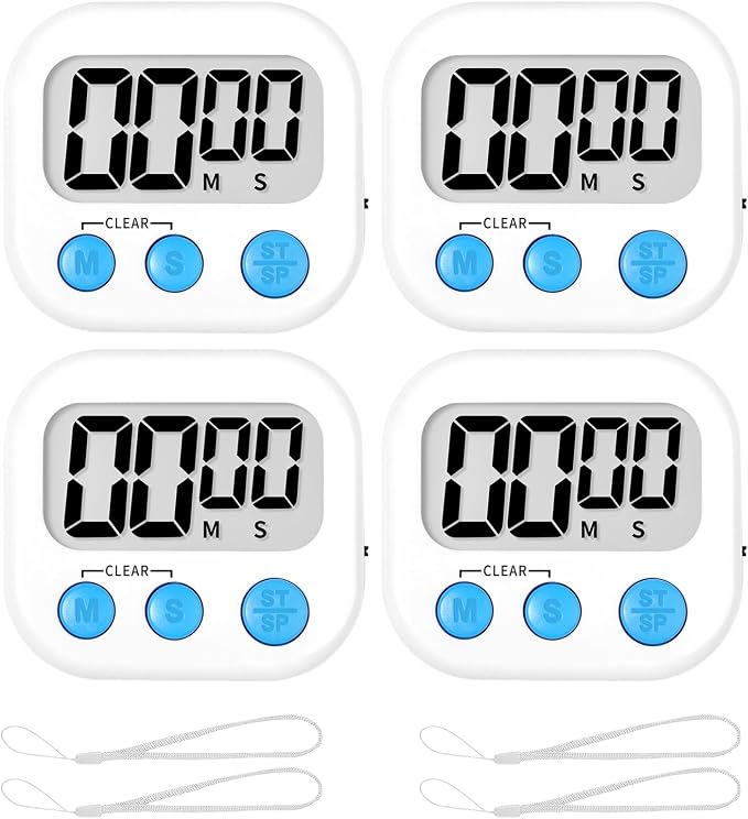 ZILLEEN Classroom Timer for Kids Teachers 4 Pack Digital Timers, White