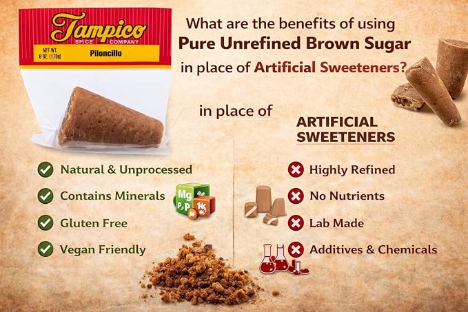 Piloncillo Brown Sugar Cone– Authentic Mexican Cane Sugar - Pure Unrefined Brown Sugar - Traditional Panela -Panocha for Baking, Coffee, Desserts & Mexican Recipes - Top Grade A Quality