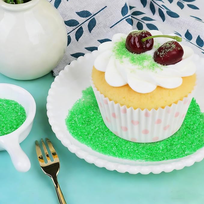 Green Sprinkles for Baking Edible, Green Sanding Crystal Sugar 130g/4.6oz, Cupcake, Cookie and Donuts Toppings, Wedding, Birthday Party Supplies
