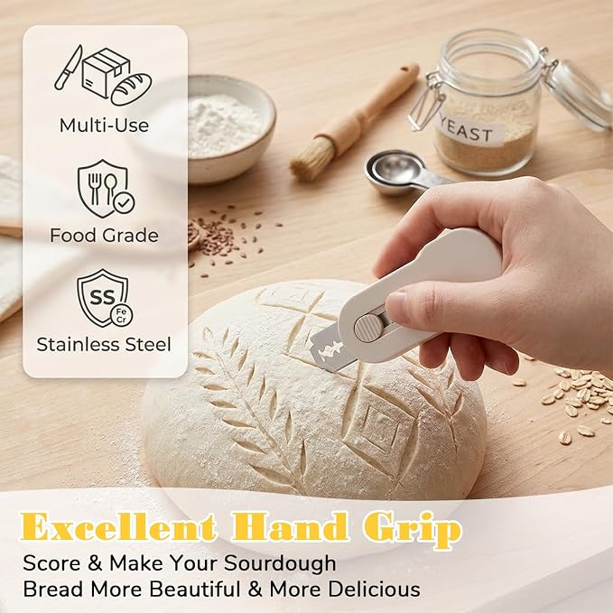 ElevateTech Bread Lame Sourdough Scoring Tool with 10 Replaceable Blades Bread Scoring Tool for Sourdough BreadBaking BreadMaking Tools Beige