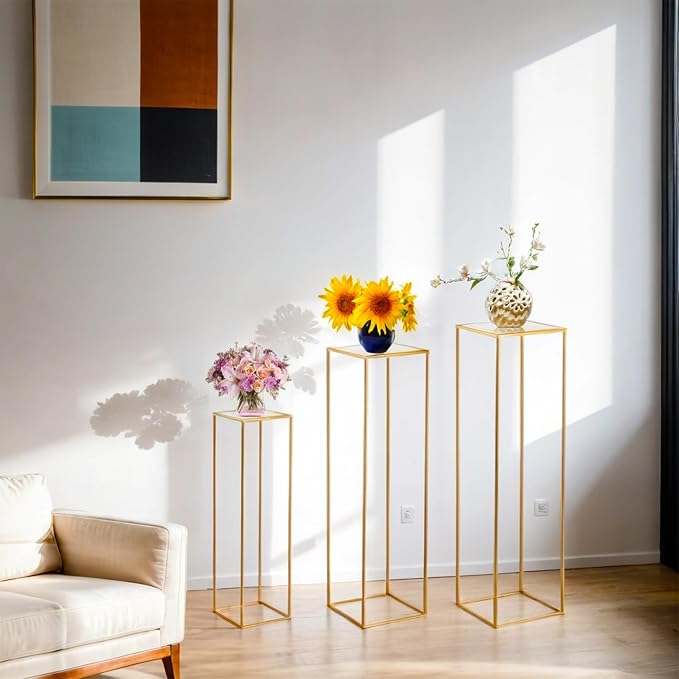 Bonastella Cylinder Stands for Party, 3PCS Square Cylinder Pedestal Stand, Cilindros Para Fiestas Cake Table Stand for Parties Cylinder Tables for Parties Round Cylinder Stands for Party