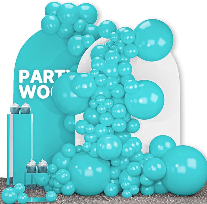 PartyWoo Teal Balloons 100pcs Different Sizes Pack of 18 12 10 5 Inch Turquoise Dark Teal Balloon Arch Kit for Baby Shower Gender Reveal Graduation Mermaid Birthday Pool Party Decorations Blue-Y69