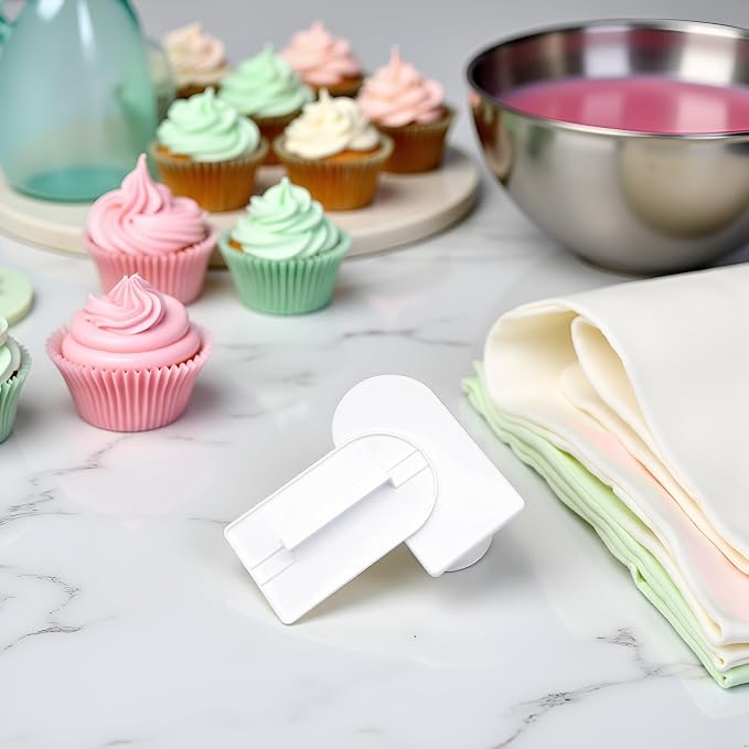 2 Pcs White Plastic Fondant Icing Smoother Polisher Icing Scraper Paddle Tool for Cake Decoration Sculpting and Modeling Tools for Cake Decoration, Scraper Paddle Tool for Cake Decoration
