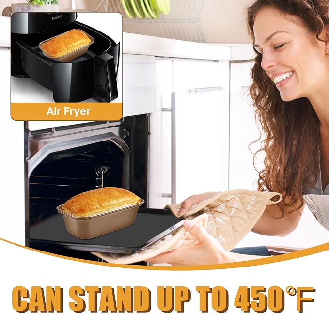 12 Pcs Mini Loaf Pan, Carbon Steel Bread Baking Pans, Nonstick Baking Pans, Tiny Banana Bread Pan for Baking Bread, Meatloaf, Brownies, Pound Cakes (Gold, 6.1 x 3.3 x 1.8 Inches)