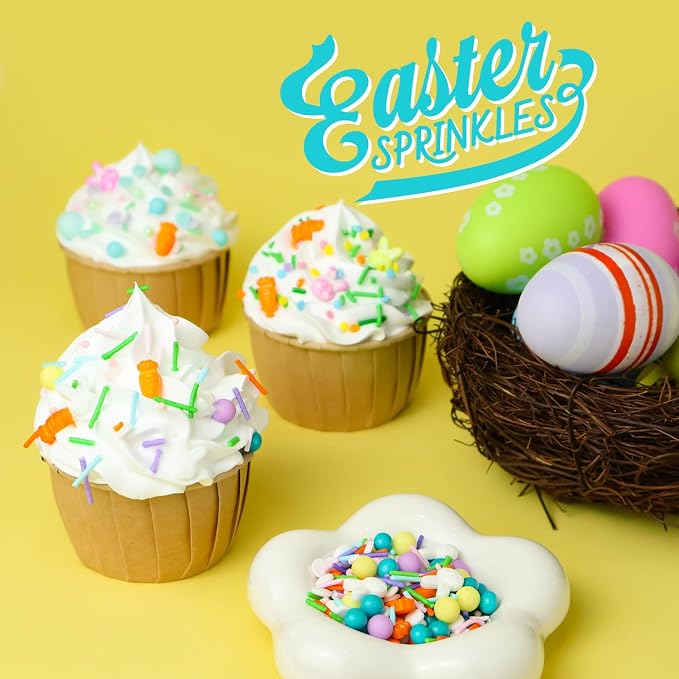 Purple Easter Sprinkles for Cake Decorations, 3.52oz Carrot Sprinkles Edible for Cupcakes Topper for Cupcakes Topper Baking Cookies Easter Spring Party Supplies